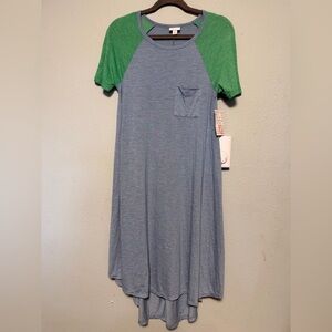 LuLaRoe Carly Solid Colorblock Swing Midi Dress